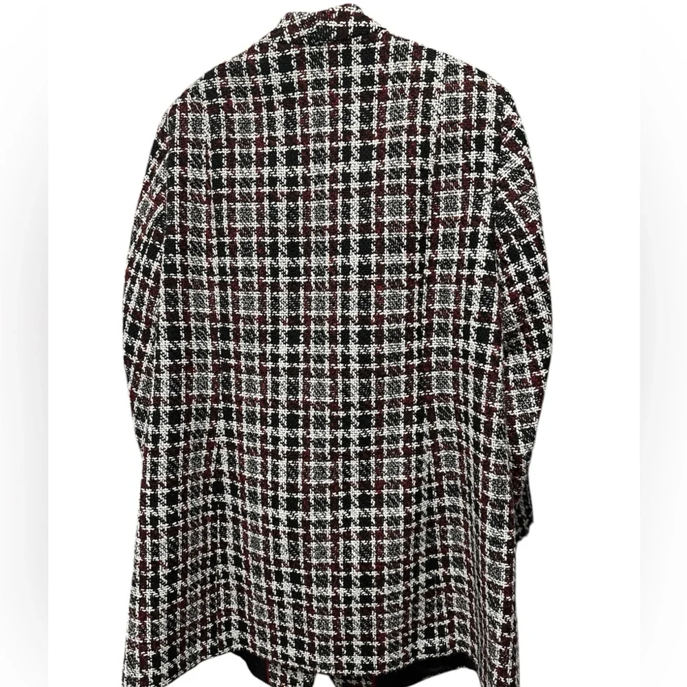 Calvin Klein Women's Plus Tweed Plaid Topper
Jacket Black/Burg Size 18W - Picture 4 of 11